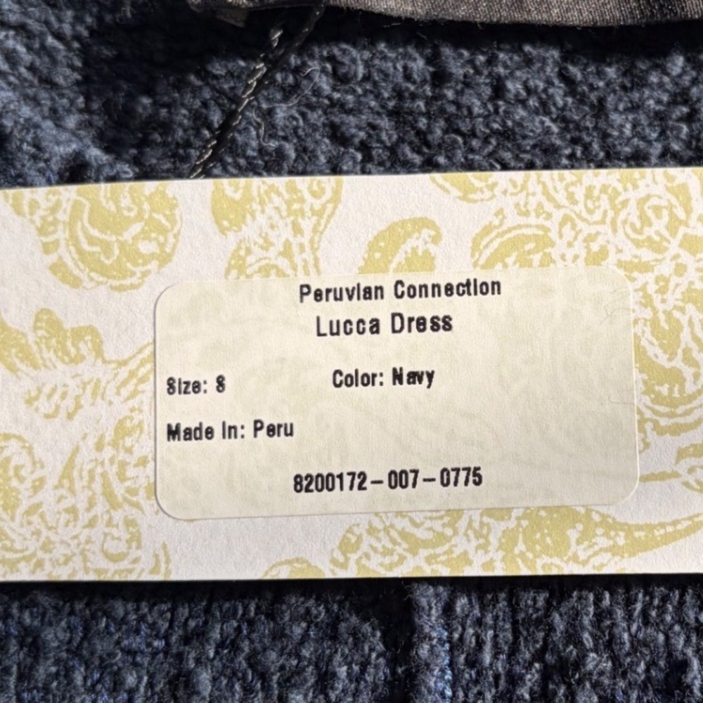 Peruvian Connection Lucca Dress Navy Pima Cotton Boucle Maxi Sweater Dress S - Picture 8 of 8